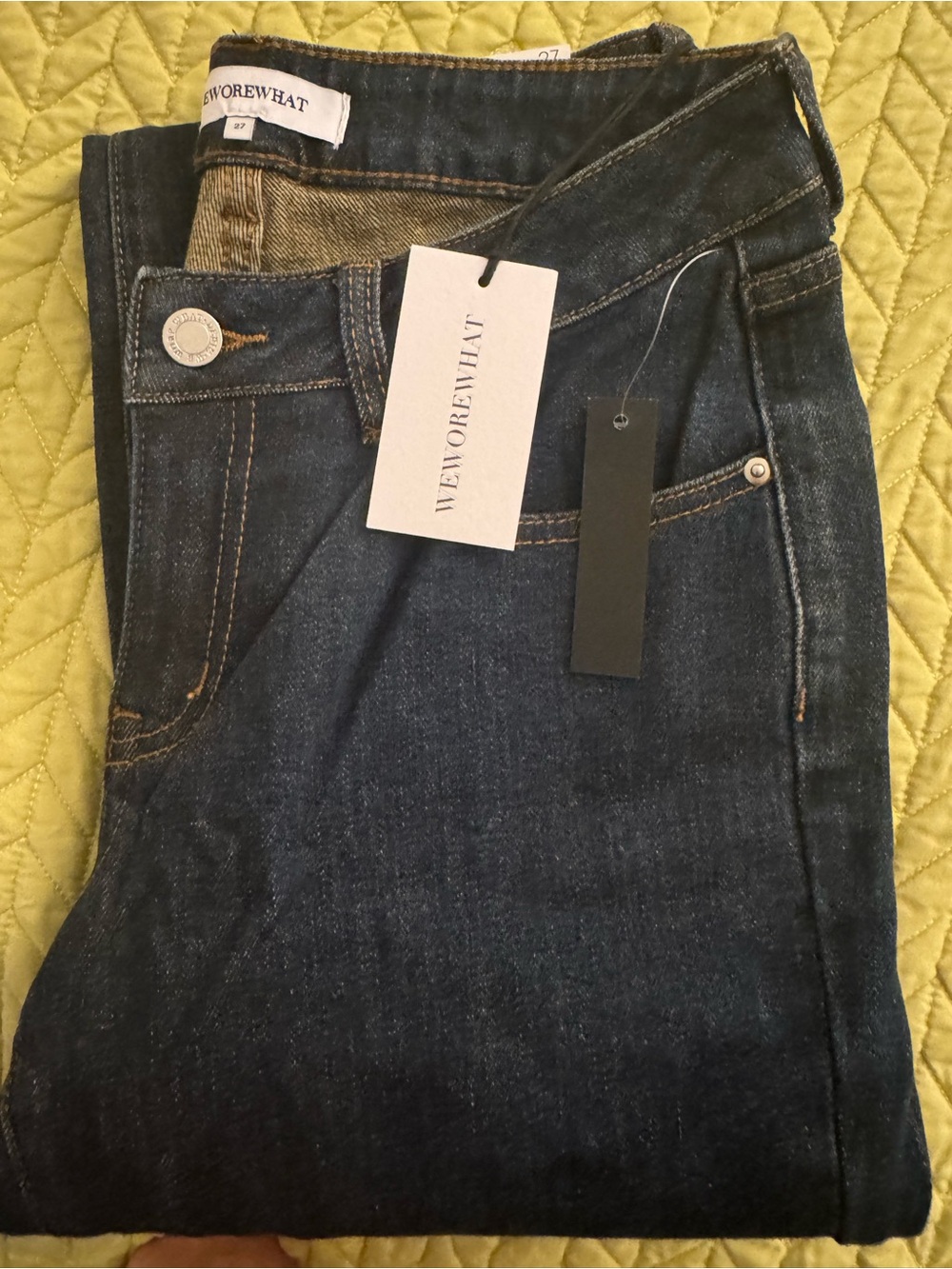 NWT WeWoreWhat Dark Mid Wash 90s Straight Leg Jeans